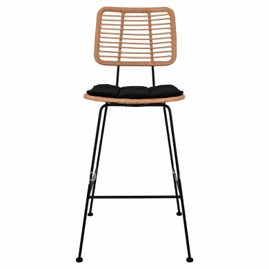 Metallic Stool with pillow Allegra HM5455 with wicker in beige color 46,5x55x117,5 cm