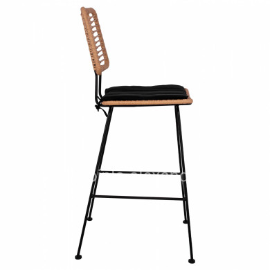 Metallic Stool with pillow Allegra HM5455 with wicker in beige color 46,5x55x117,5 cm