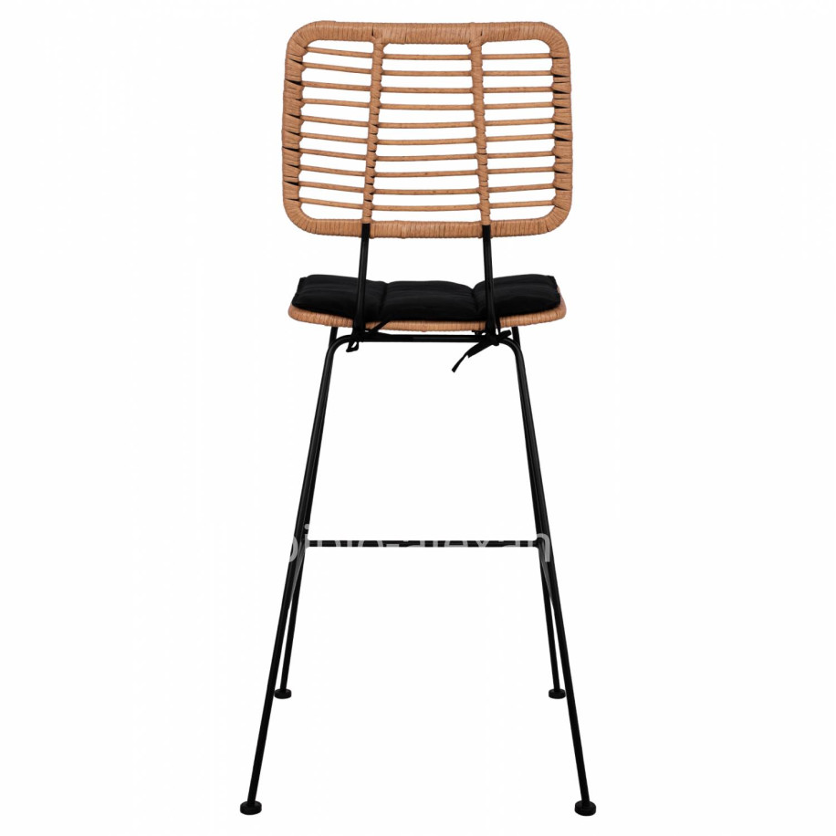 Metallic Stool with pillow Allegra HM5455 with wicker in beige color 46,5x55x117,5 cm