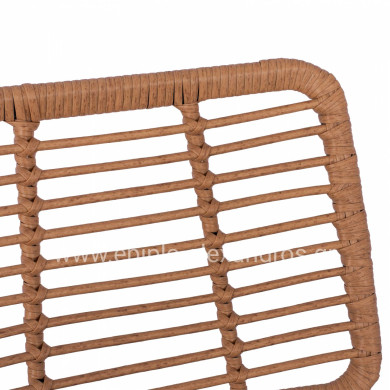 Metallic Stool with pillow Allegra HM5455 with wicker in beige color 46,5x55x117,5 cm