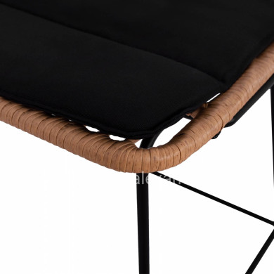 Metallic Stool with pillow Allegra HM5455 with wicker in beige color 46,5x55x117,5 cm