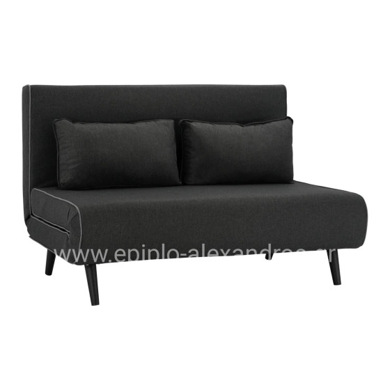 SOFABED FOR 2 PEOPLE ASMA HM3077.03 FABRIC IN DARK GREY 140x80x77Hcm.