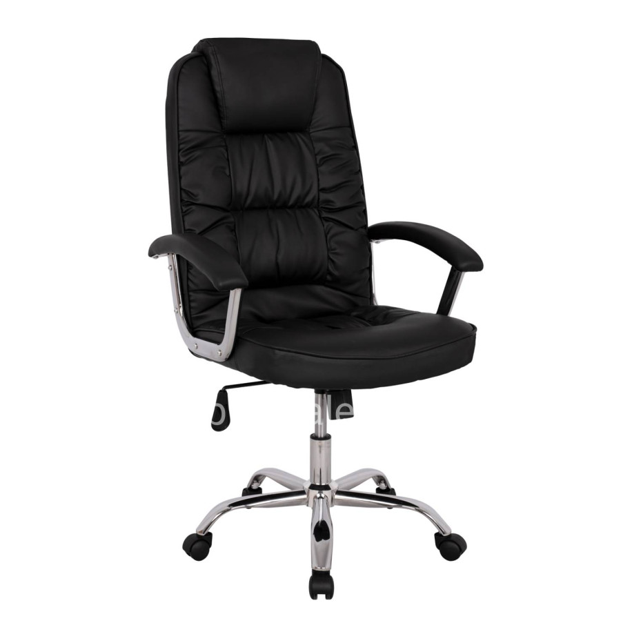 Office chair HM1112 with black PU and chromed base 63x67x113 cm.