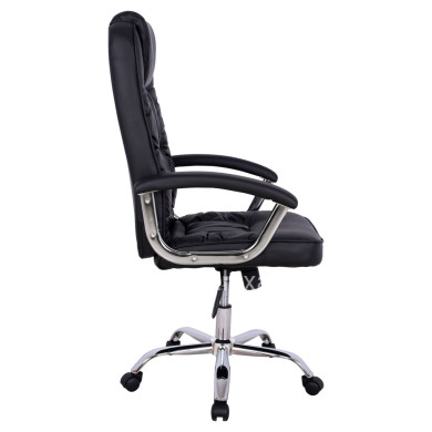 Office chair HM1112 with black PU and chromed base 63x67x113 cm.