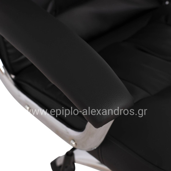 Office chair HM1112 with black PU and chromed base 63x67x113 cm.