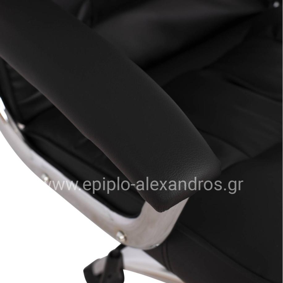 Office chair HM1112 with black PU and chromed base 63x67x113 cm.