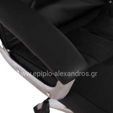 Office chair HM1112 with black PU and chromed base 63x67x113 cm.