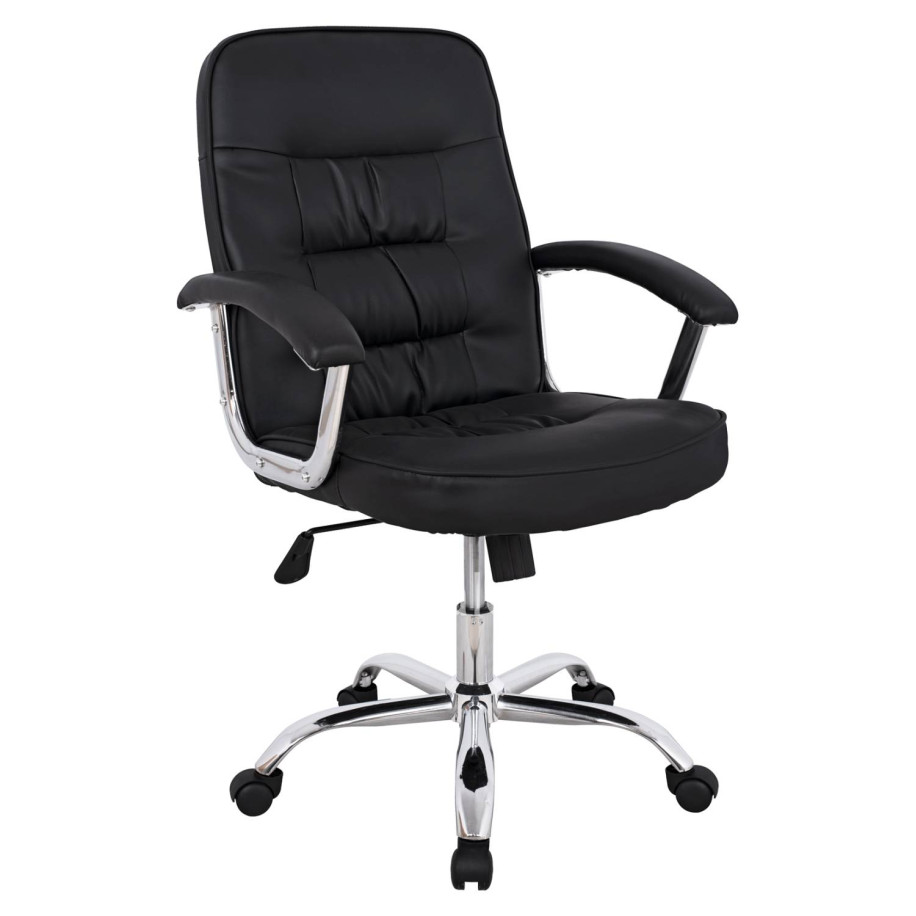 Office chair HM1113 with black PU and chromed base 62x62x104 cm.