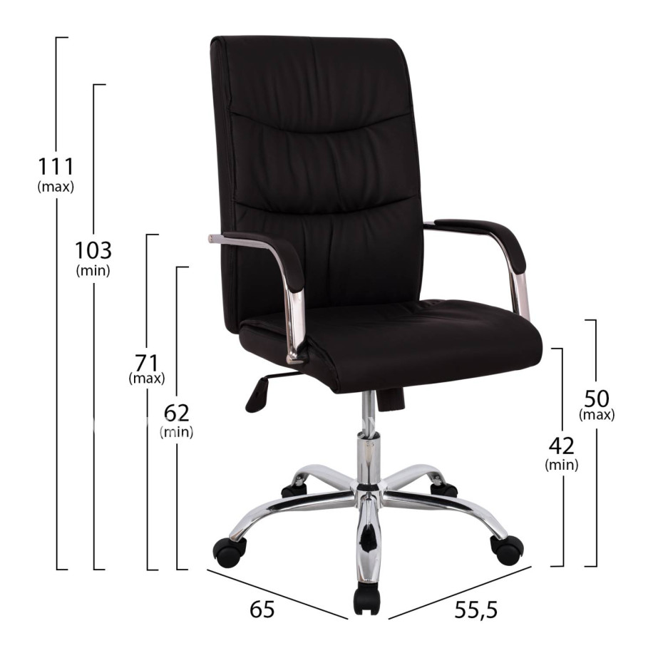 Manager's office chair HM1044.11 black with chromed base 55,5x65x111  cm.