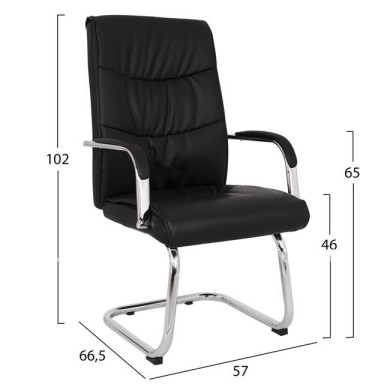 Conference chair JACOB HM1045.11 Black PU with chromed base 57x66,5x102 cm