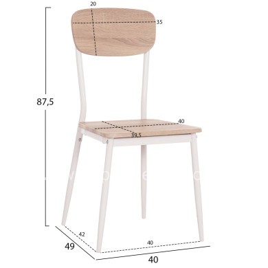 DINING CHAIR PAGET HM8373.02 SONAMA COLOR--WHITE METAL LEGS 40x49x87,5Hcm.