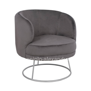 Armchair Arien HM8403.01,velvet grey,silver base 80x75x82cm