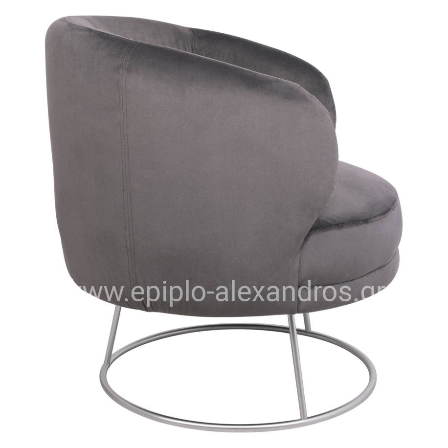 Armchair Arien HM8403.01,velvet grey,silver base 80x75x82cm