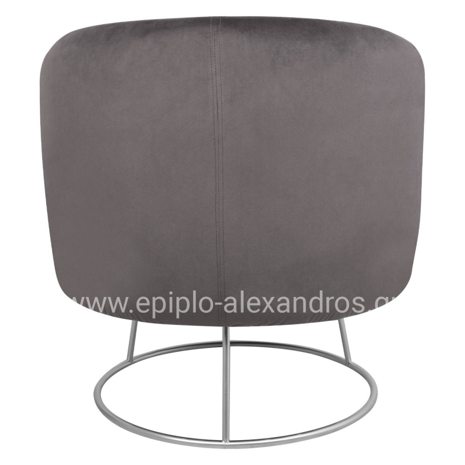 Armchair Arien HM8403.01,velvet grey,silver base 80x75x82cm
