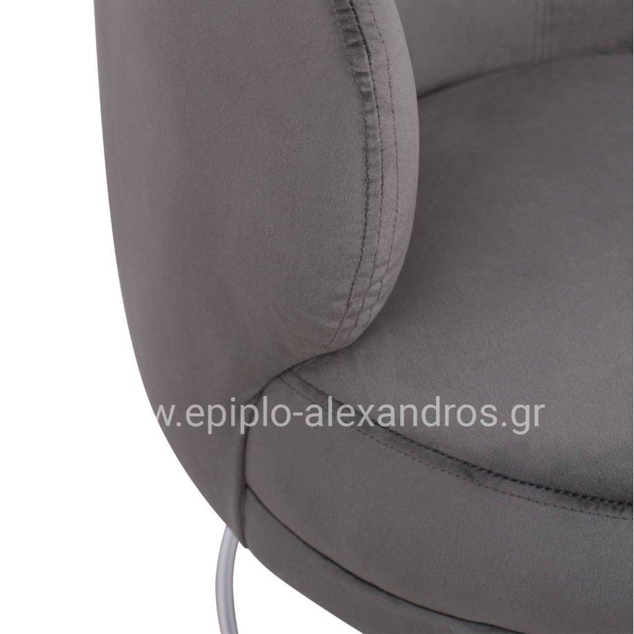 Armchair Arien HM8403.01,velvet grey,silver base 80x75x82cm