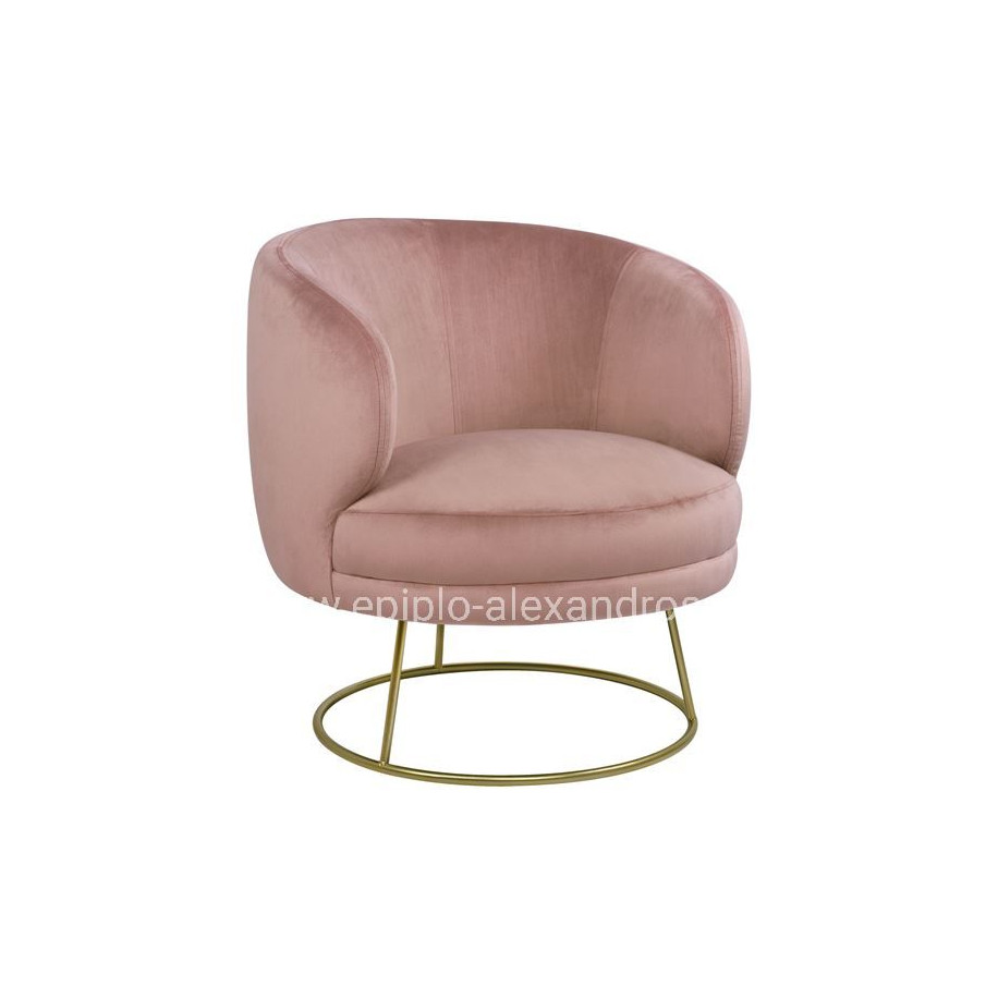 VELVET ARMCHAIR ARIEN HM8403.02 DUSTY PINK, GOLDEN BASE 80x75x82cm