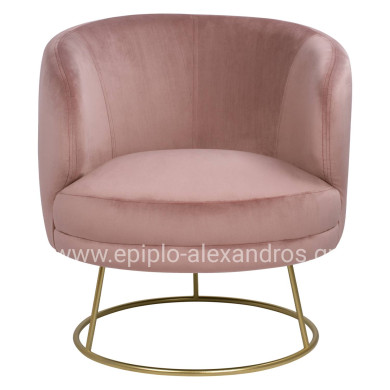 VELVET ARMCHAIR ARIEN HM8403.02 DUSTY PINK, GOLDEN BASE 80x75x82cm