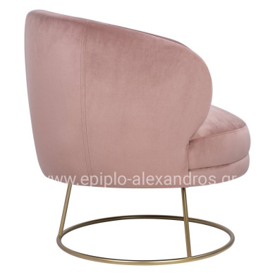 VELVET ARMCHAIR ARIEN HM8403.02 DUSTY PINK, GOLDEN BASE 80x75x82cm