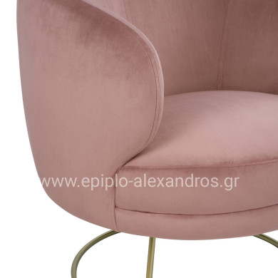 VELVET ARMCHAIR ARIEN HM8403.02 DUSTY PINK, GOLDEN BASE 80x75x82cm