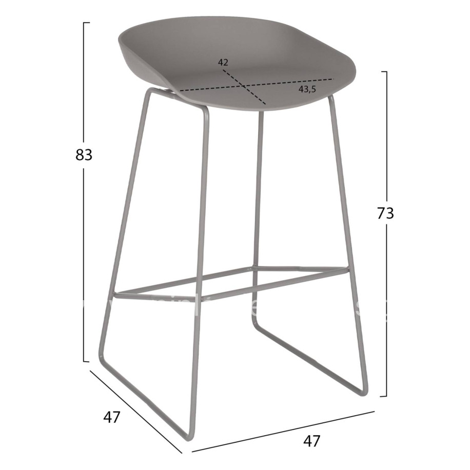 Metallic Stool HM8450.10 with grey seat PP 47x47x83cm