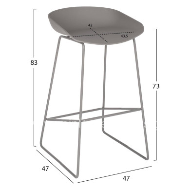 Metallic Stool HM8450.10 with grey seat PP 47x47x83cm