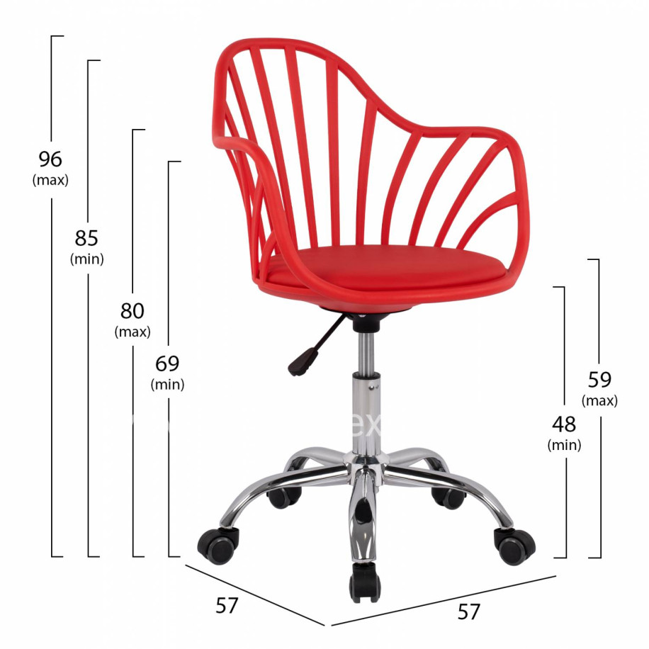 Office Chair Becky HM8457.04 Red Color 57x57x96 cm