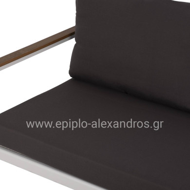 OUTDOOR 2-SEATER SOFA SAFIYA HM5523.01 ALUMINUM IN WHITE-ANTHRACITE CUSHIONS 144x70x85Hcm.