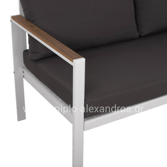 ΚΑΝΑΠΕΣ 2-ΘΕΣΙΟΣ SAFIYA HM5523.01 ΑΛΟΥΜΙΝΙΟ ΛΕΥΚΟ-ΑΝΘΡΑΚΙ ΜΑΞΙΛΑΡΙΑ 144x70x85Υεκ