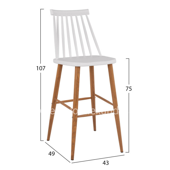 Bar Stool HM8459.01 Vanessa in white color 43x49x107 εκ.
