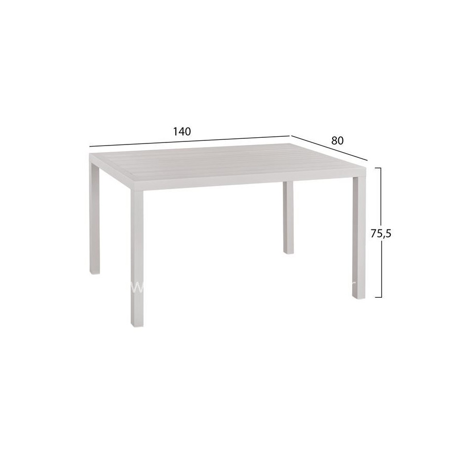 ΤΡΑΠΕΖΙ ΑΛΟΥΜΙΝΙΟΥ SAHIRA ΣΕ ΛΕΥΚΗ ΑΠΟΧΡΩΣΗ 140Χ80X75,5Υεκ. HM5571.01