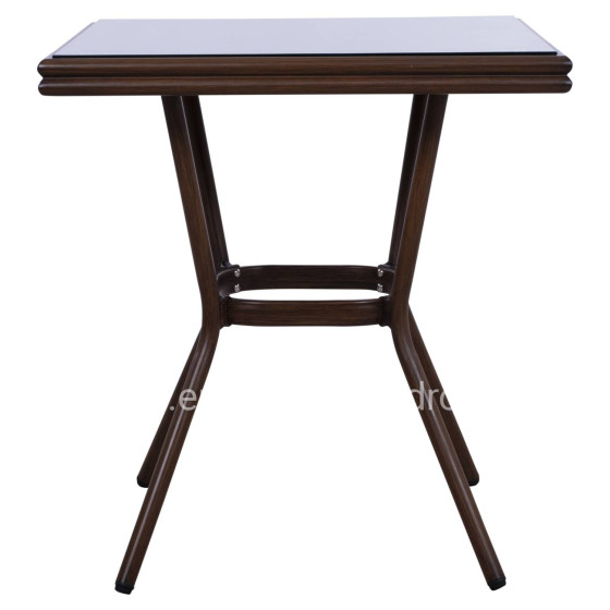 ΤΡΑΠΕΖΙ ΑΛΟΥΜΙΝΙΟΥ HARLOW 70X70X76  BAMBOO LOOK HM5568.03 ΚΑΦΕ ΜΕ ΓΥΑΛΙ