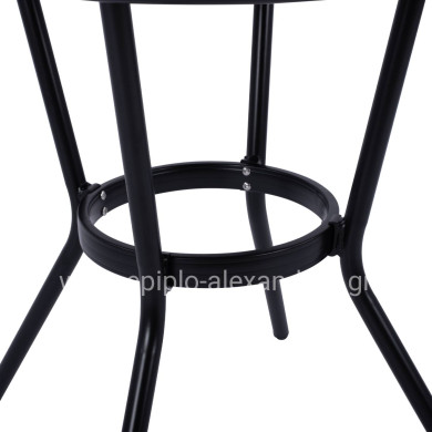 Aluminum Table '70cm Bamboo Look HM5532.02 Black with Glass Φ70X76 cm