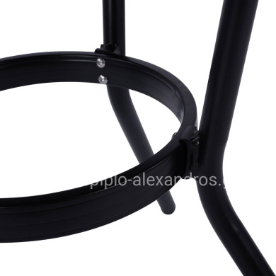 Aluminum Table '70cm Bamboo Look HM5532.02 Black with Glass Φ70X76 cm