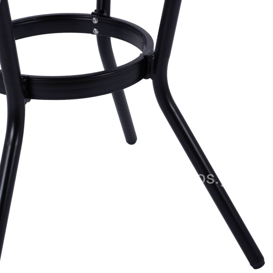 Aluminum Table '70cm Bamboo Look HM5532.02 Black with Glass Φ70X76 cm