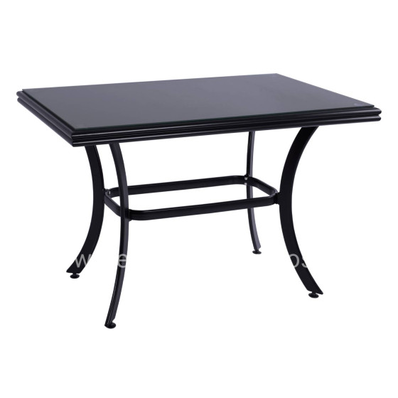 ALUMINUM DINING TABLE JAXEN HM5533.02 BLACK WITH TEMPERED GLASS TOP & TEXTILENE 120x70x78Hcm.