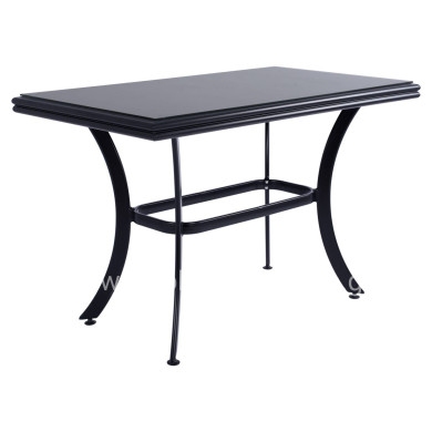 ALUMINUM DINING TABLE JAXEN HM5533.02 BLACK WITH TEMPERED GLASS TOP & TEXTILENE 120x70x78Hcm.