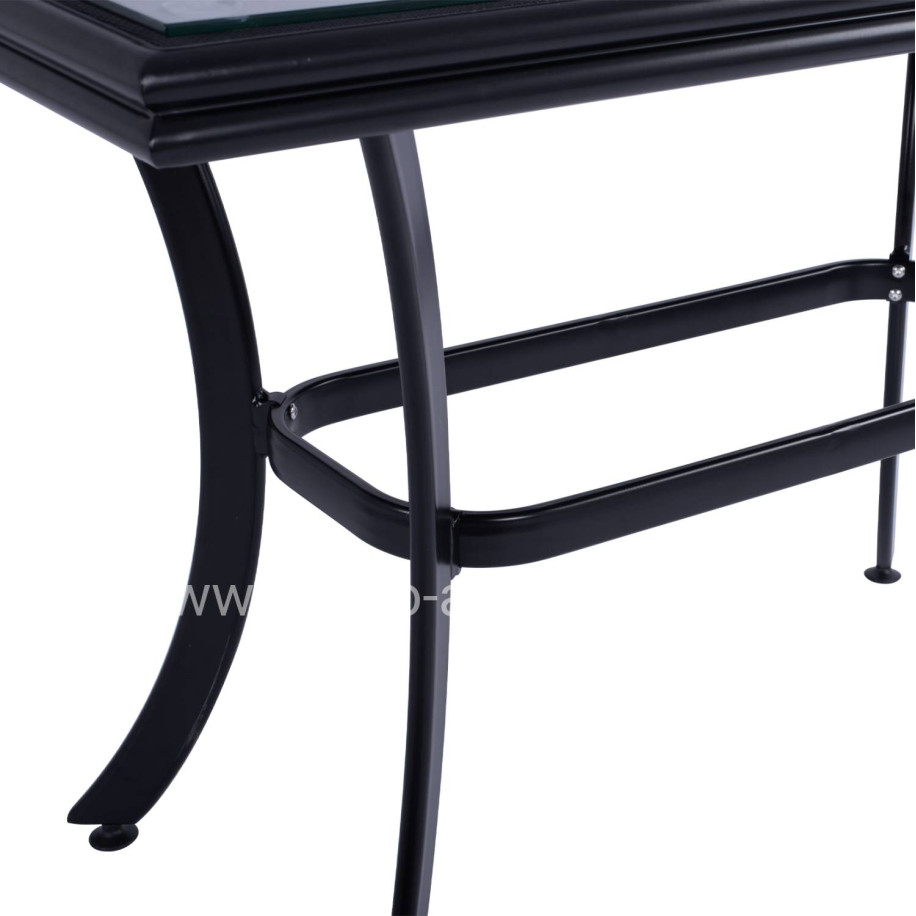 ALUMINUM DINING TABLE JAXEN HM5533.02 BLACK WITH TEMPERED GLASS TOP & TEXTILENE 120x70x78Hcm.