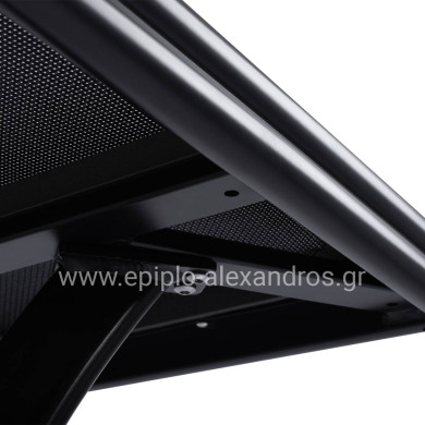 ALUMINUM DINING TABLE JAXEN HM5533.02 BLACK WITH TEMPERED GLASS TOP & TEXTILENE 120x70x78Hcm.