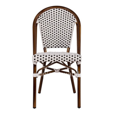 Aluminum Chair Bamboo Look with White/Black Rattn HM5566.01