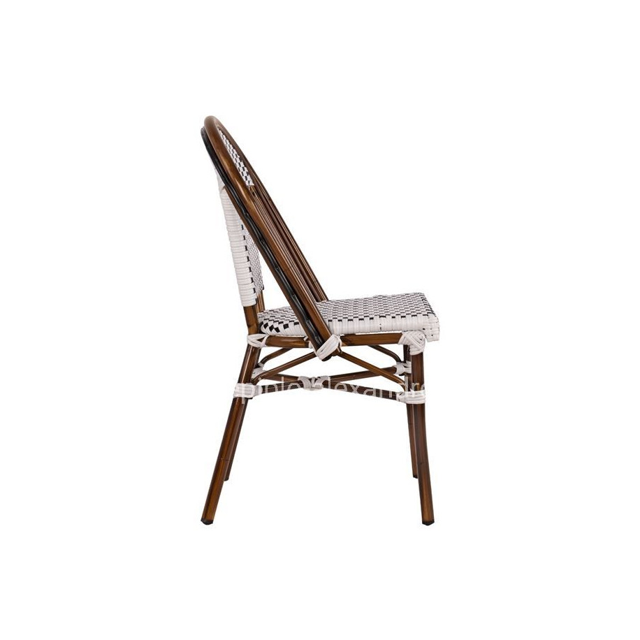 Aluminum Chair Bamboo Look with White/Black Rattn HM5566.01