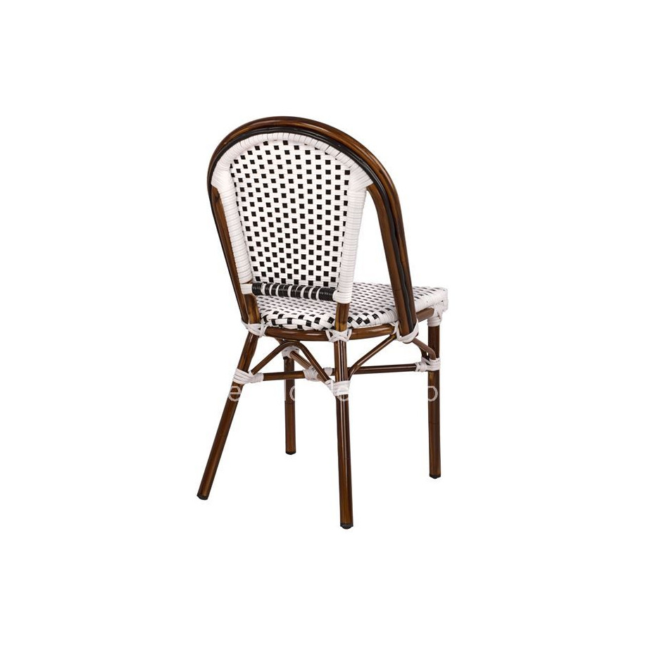 Aluminum Chair Bamboo Look with White/Black Rattn HM5566.01