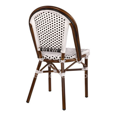 Aluminum Chair Bamboo Look with White/Black Rattn HM5566.01