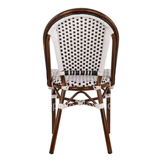 Aluminum Chair Bamboo Look with White/Black Rattn HM5566.01