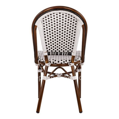Aluminum Chair Bamboo Look with White/Black Rattn HM5566.01