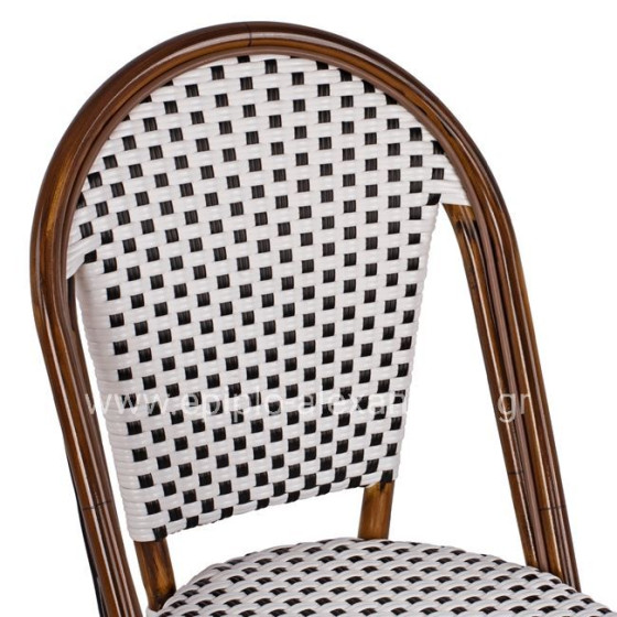 Aluminum Chair Bamboo Look with White/Black Rattn HM5566.01