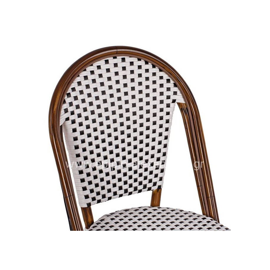 Aluminum Chair Bamboo Look with White/Black Rattn HM5566.01