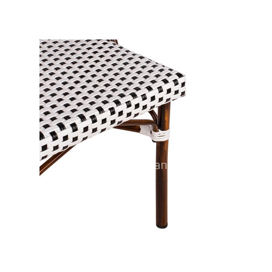 Aluminum Chair Bamboo Look with White/Black Rattn HM5566.01