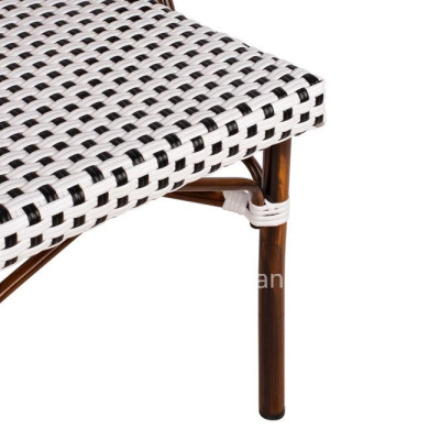 Aluminum Chair Bamboo Look with White/Black Rattn HM5566.01