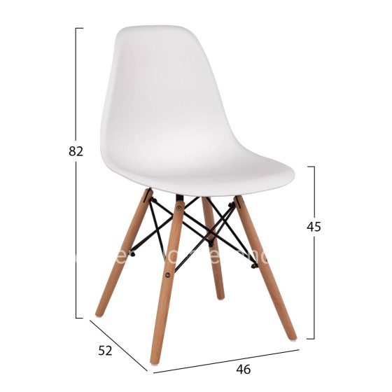 Chair with wooden legs and seat Twistn PP White HM8460.01 46x50x82 cm