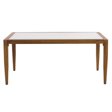 Aluminum Table Bamboo Look with glass 100x58x46 HM5551.01